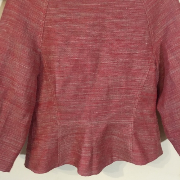 Emil Rutenberg Designer Linen Mix Rough Weave Red & Beige Stud Collar Jacket - Picture 10 of 16